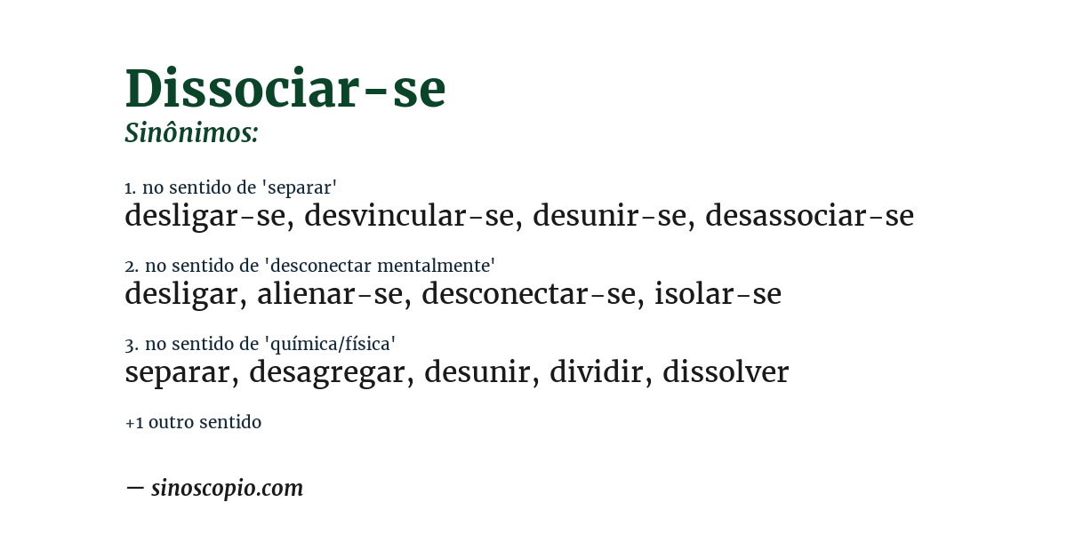 Sinônimo de dissociar-se
