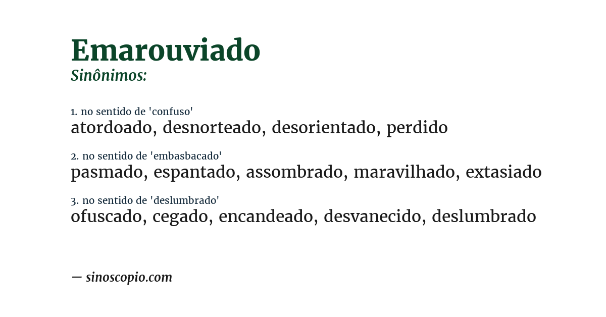Sinônimo de emarouviado