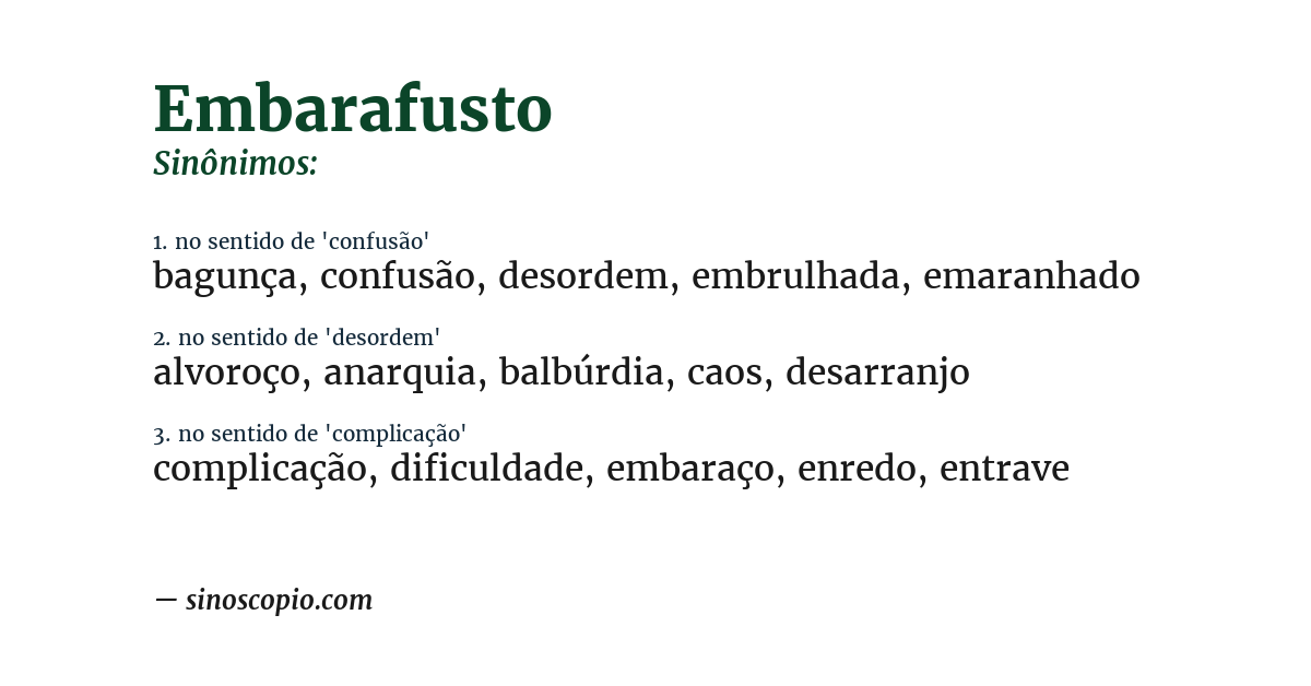 Sinônimo de embarafusto