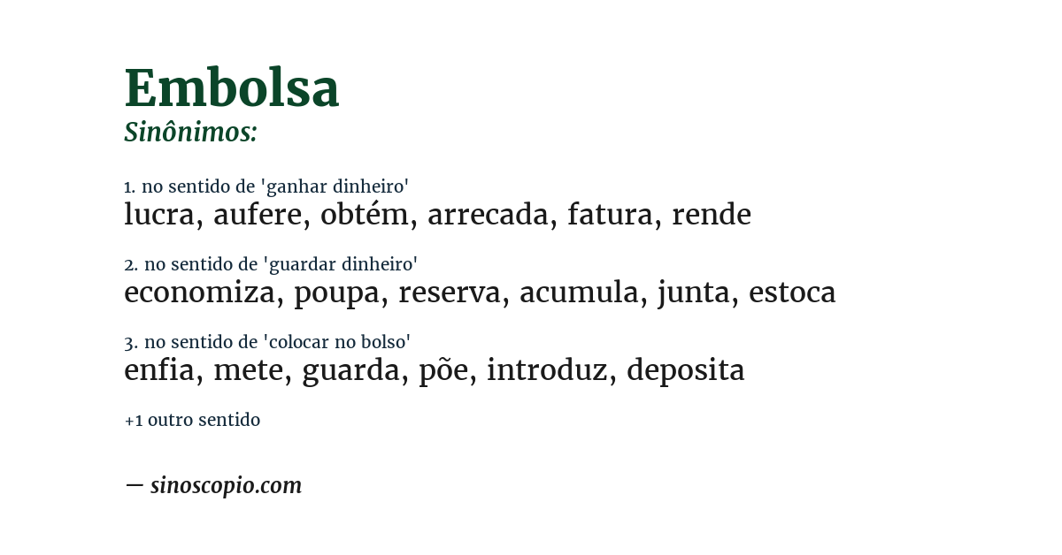 Sinônimo de embolsa