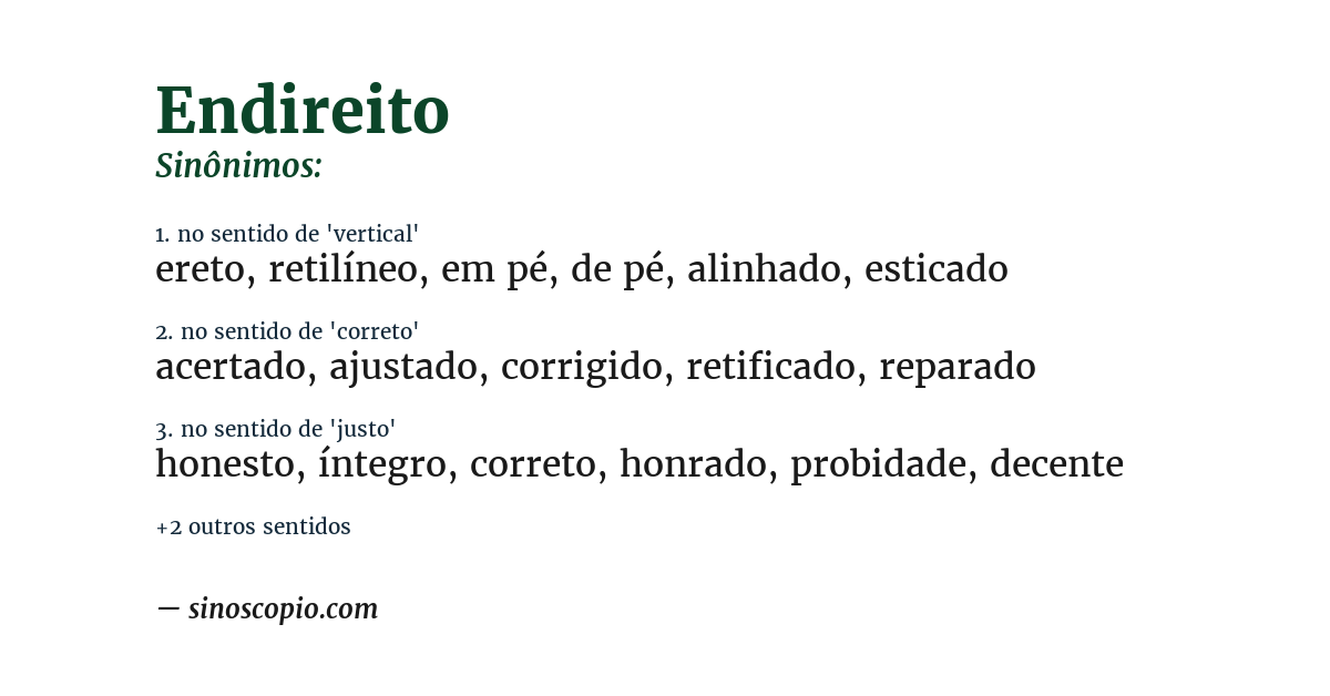 Sinônimo de endireito