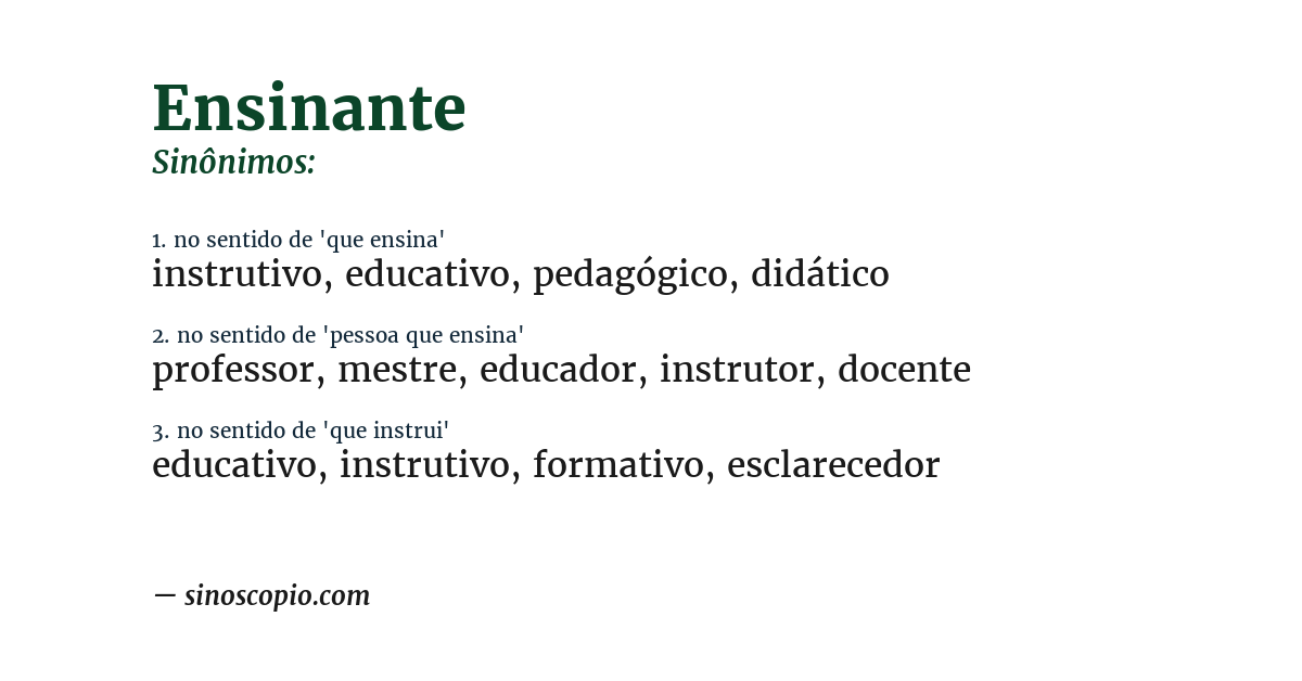 Sinônimo de ensinante