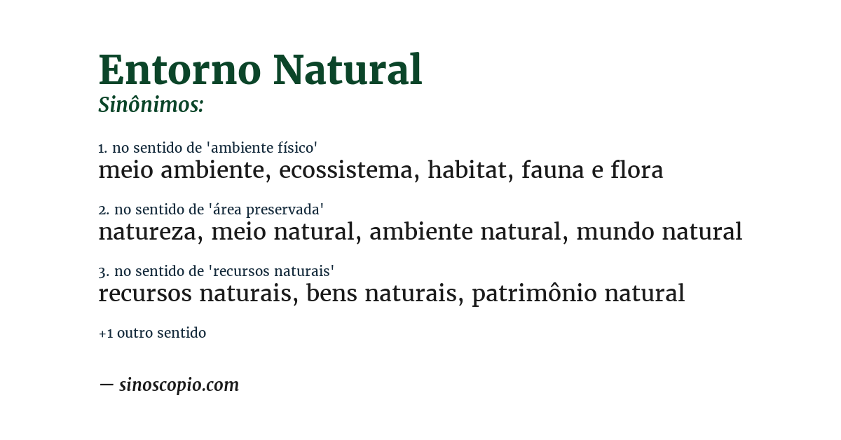 Sinônimo de entorno natural