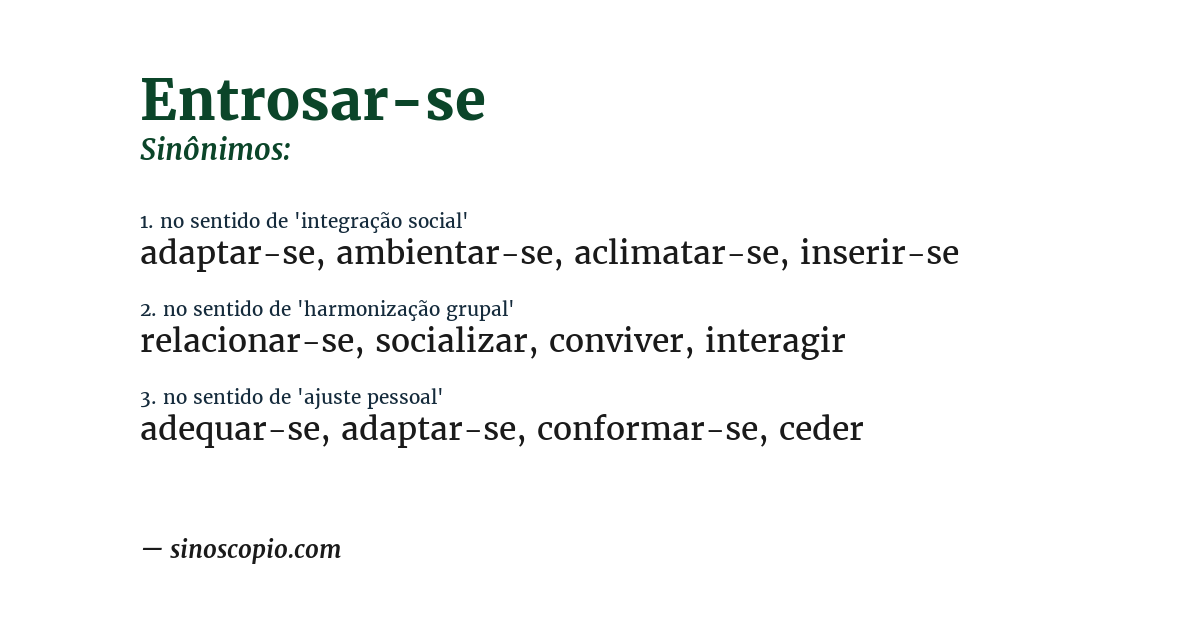 Sinônimo de entrosar-se