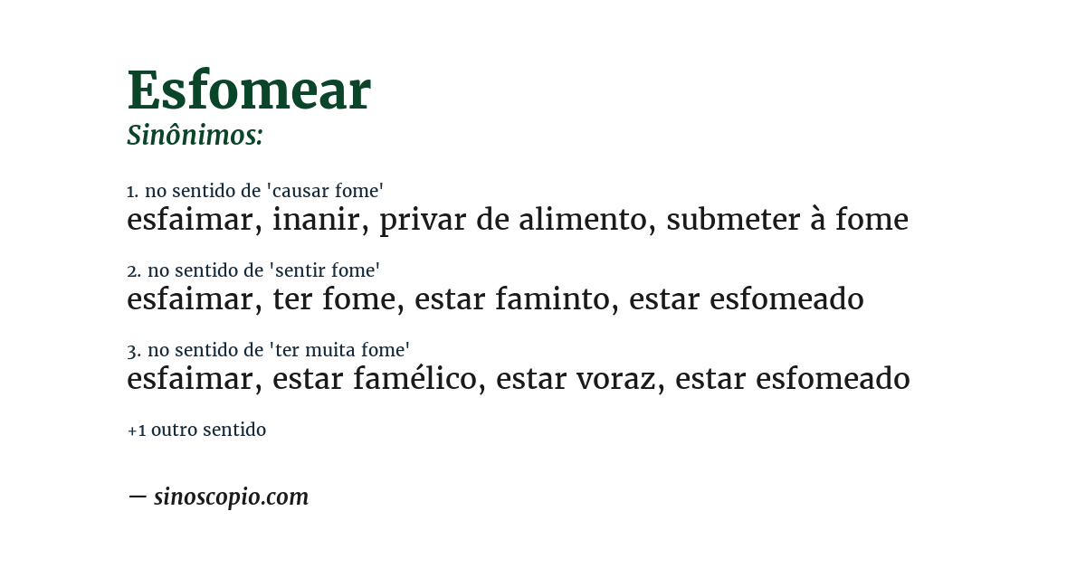 Sinônimo de esfomear