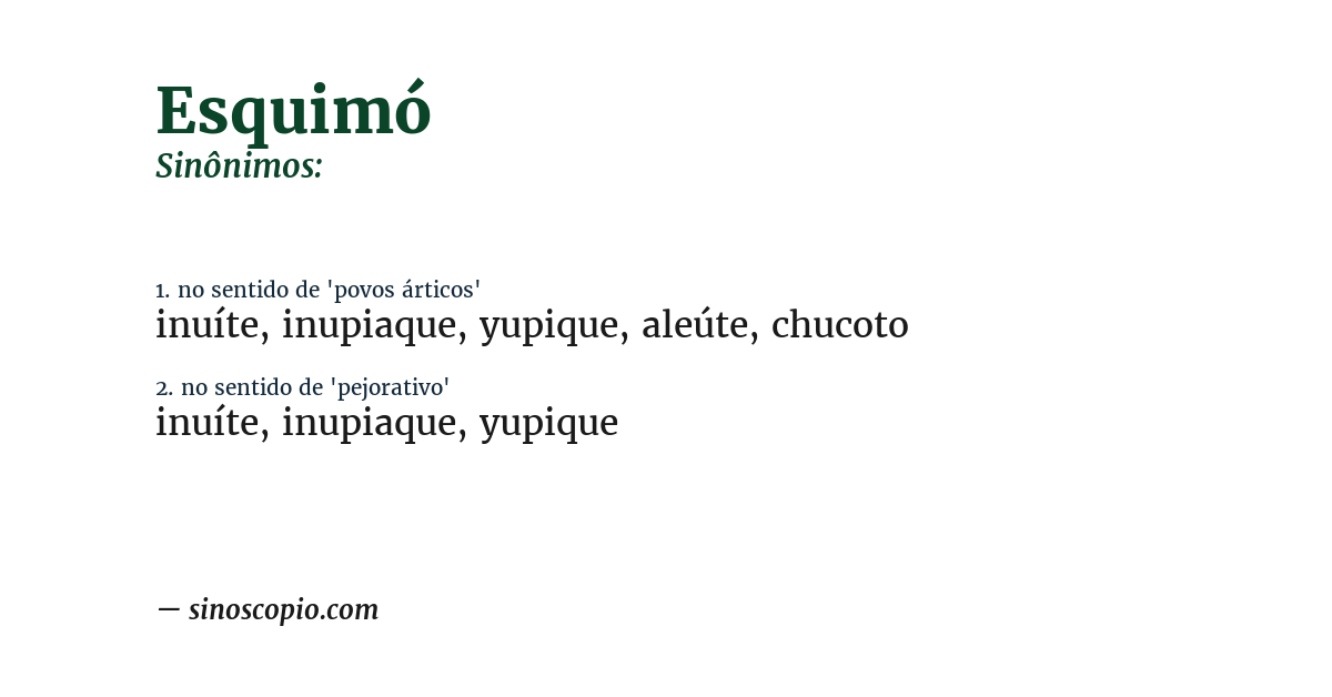 Sinônimo de esquimó