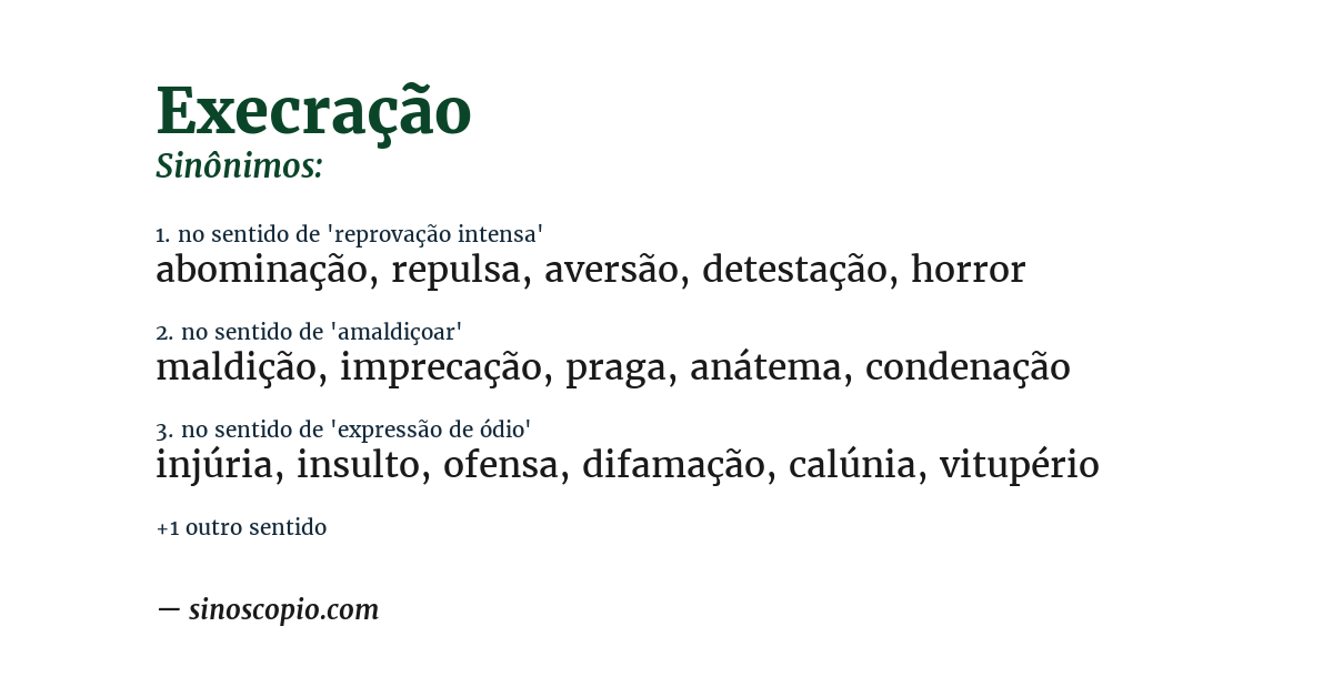 Sinônimo de execração