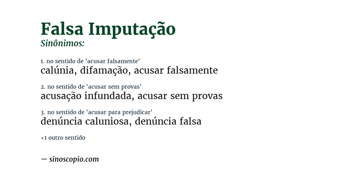Sinônimo de falsa imputação