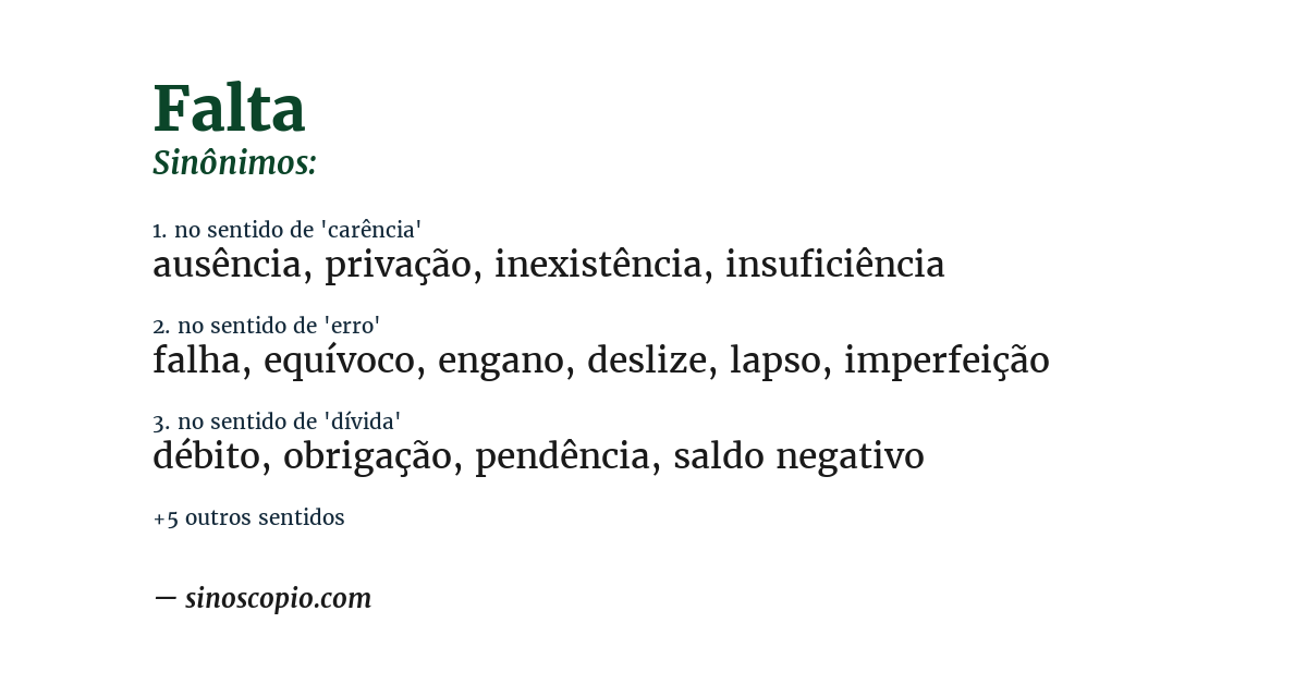 Sinônimo de falta