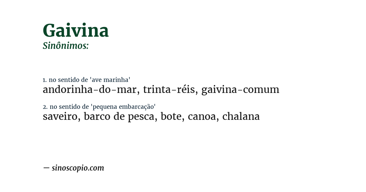 Sinônimo de gaivina