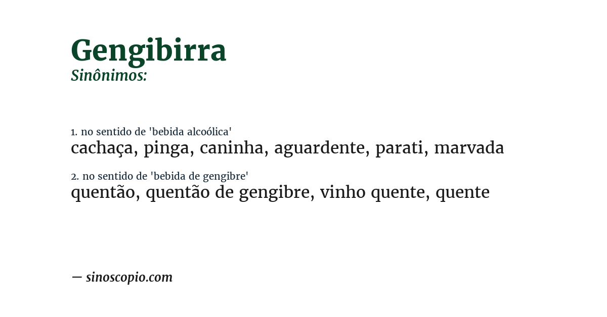 Sinônimo de gengibirra
