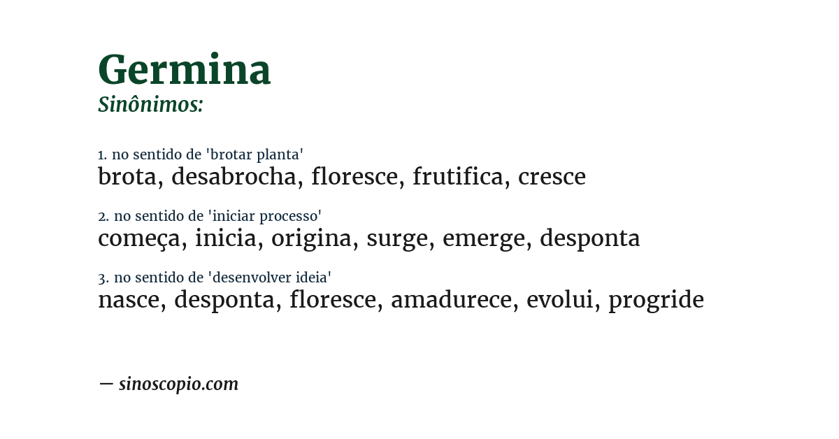 Sinônimo de germina