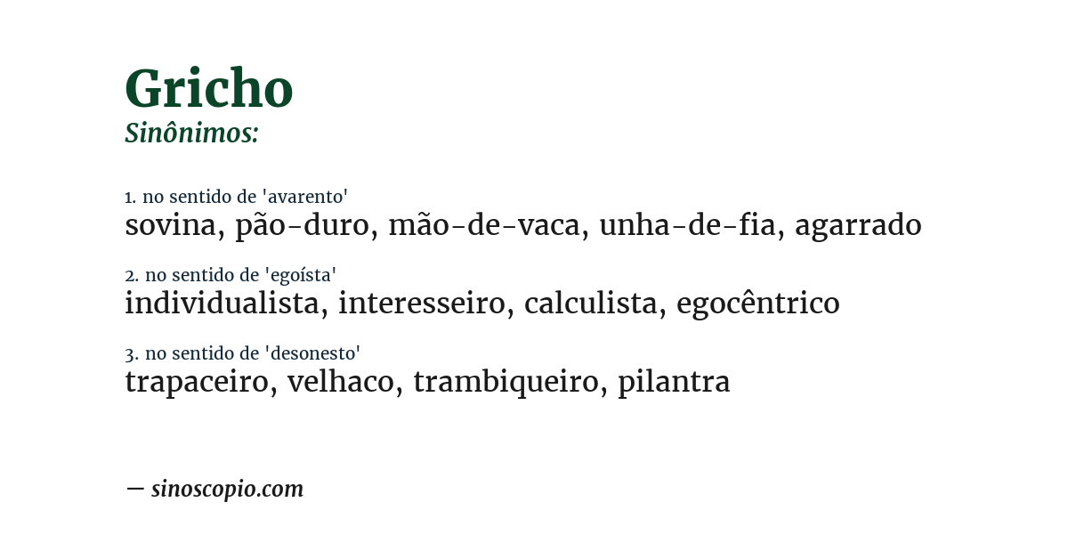 Sinônimo de gricho