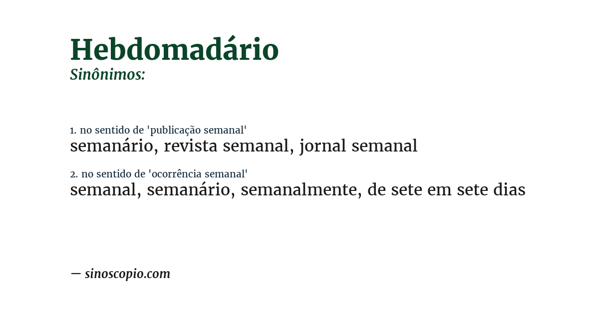 Sinônimo de hebdomadário