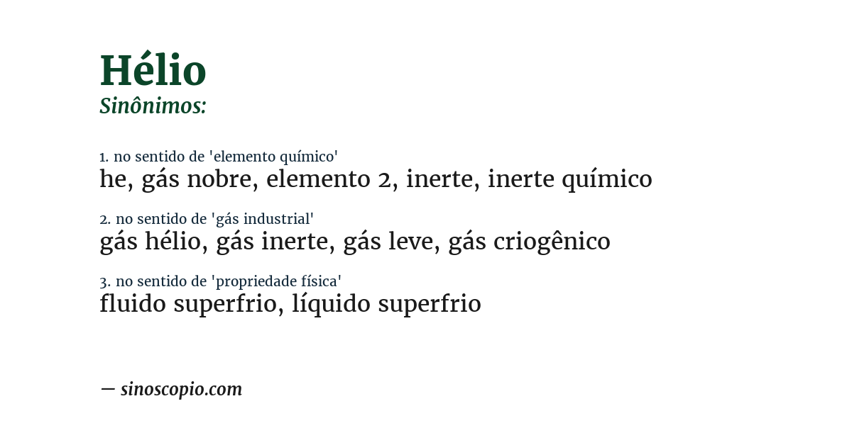 Sinônimo de hélio