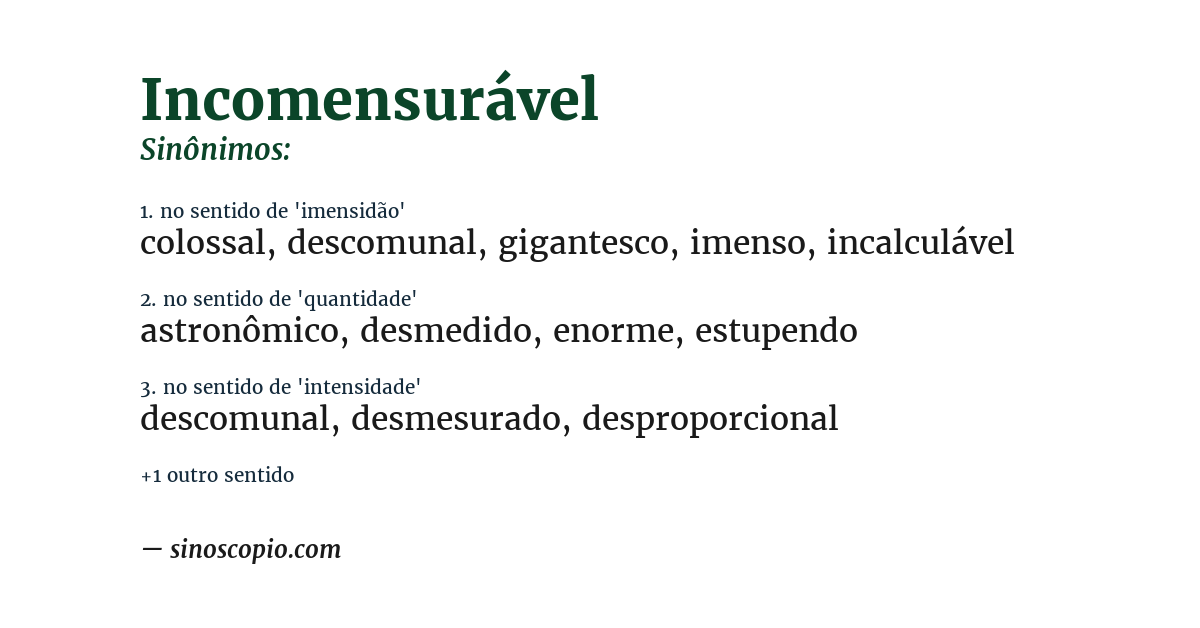 Sinônimo de incomensurável