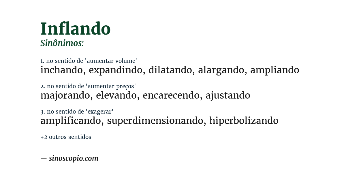 Sinônimo de inflando