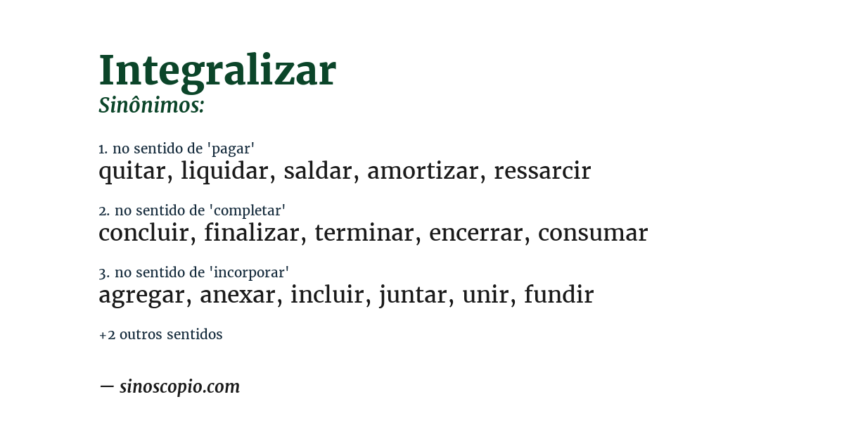 Sinônimo de integralizar