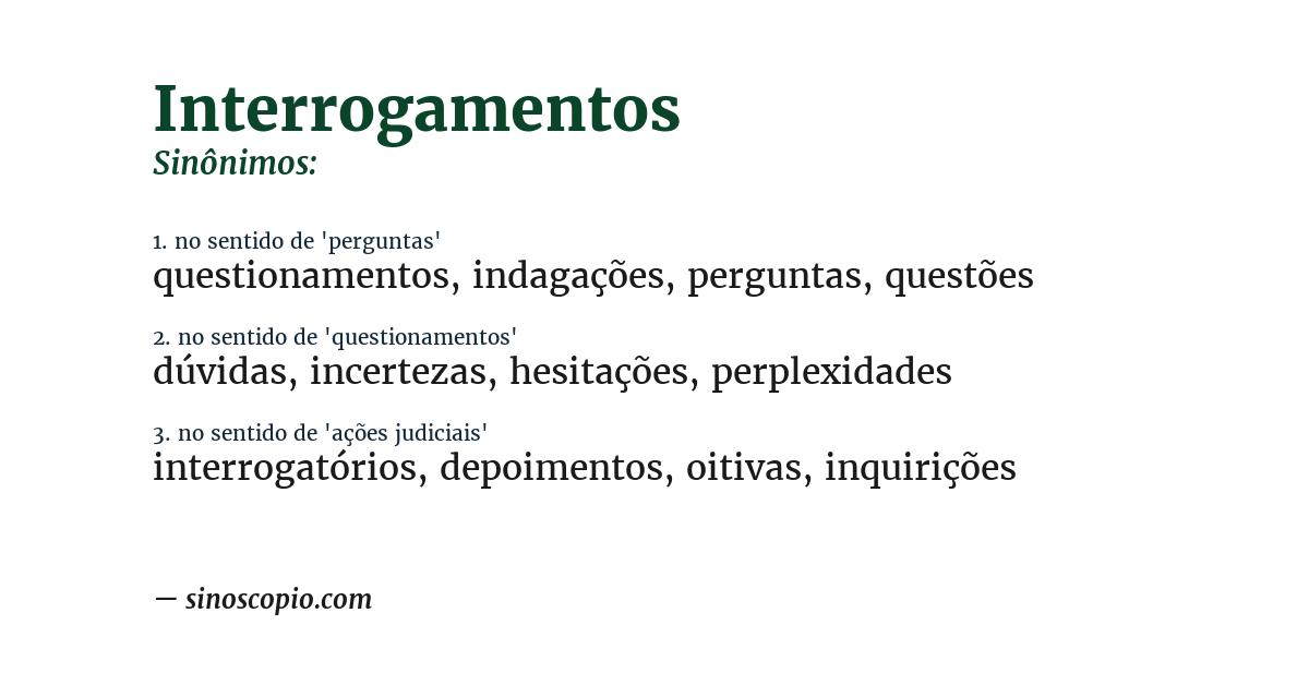 Sinônimo de interrogamentos