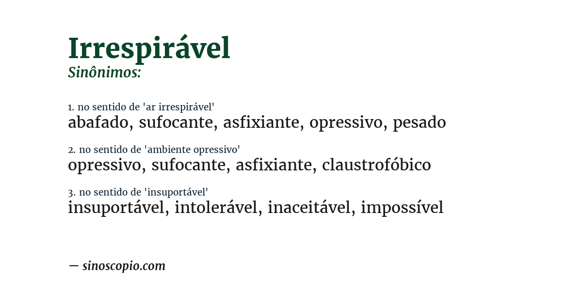 Sinônimo de irrespirável