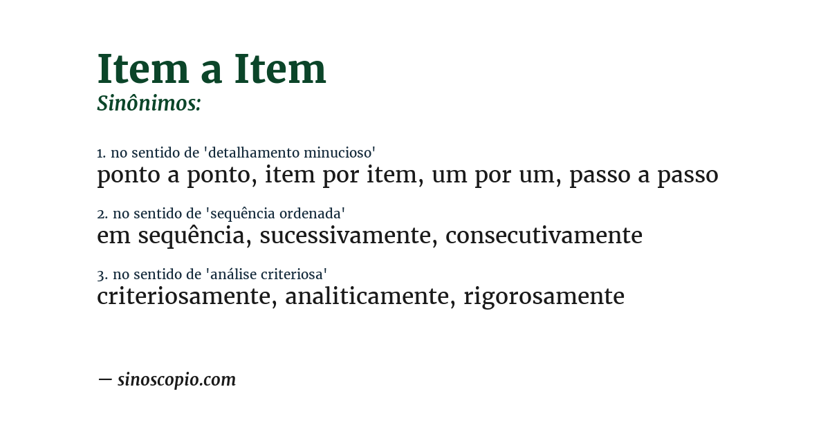 Sinônimo de item a item