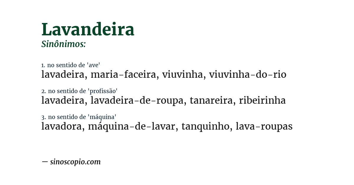 Sinônimo de lavandeira