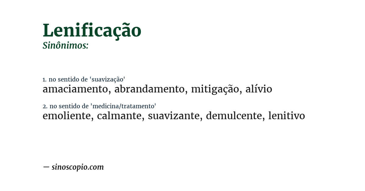 Sinônimo de lenificação