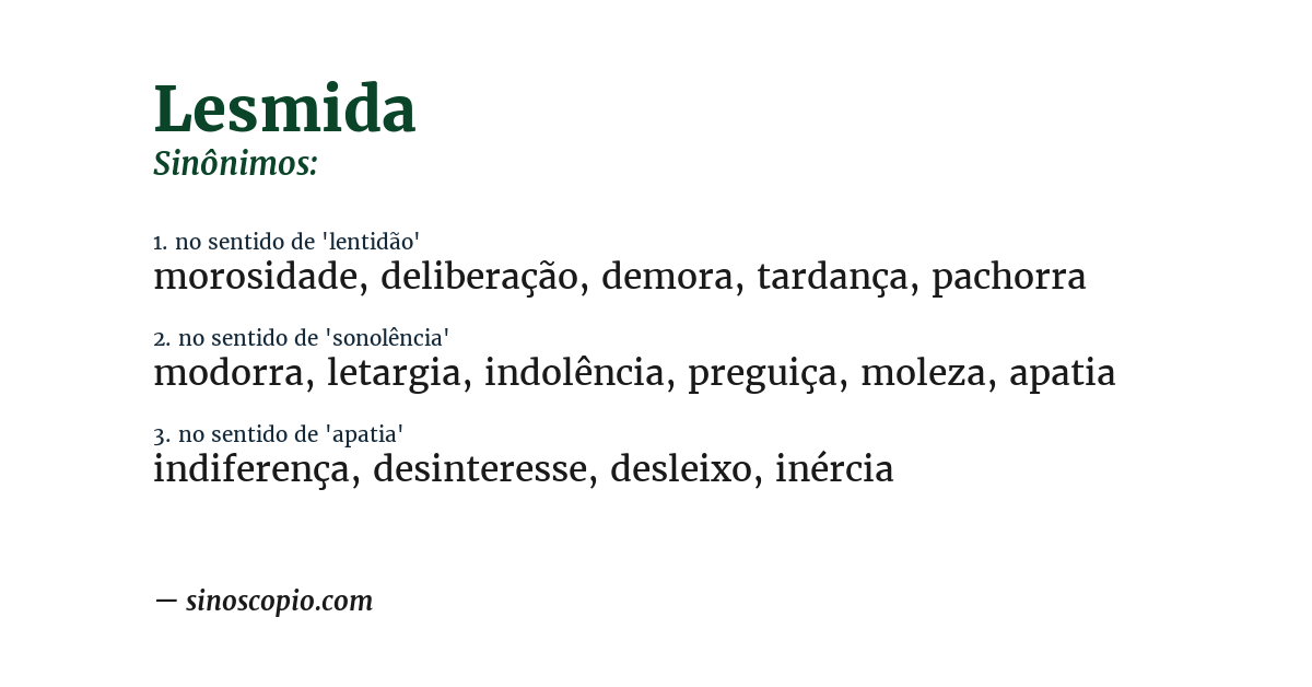 Sinônimo de lesmida