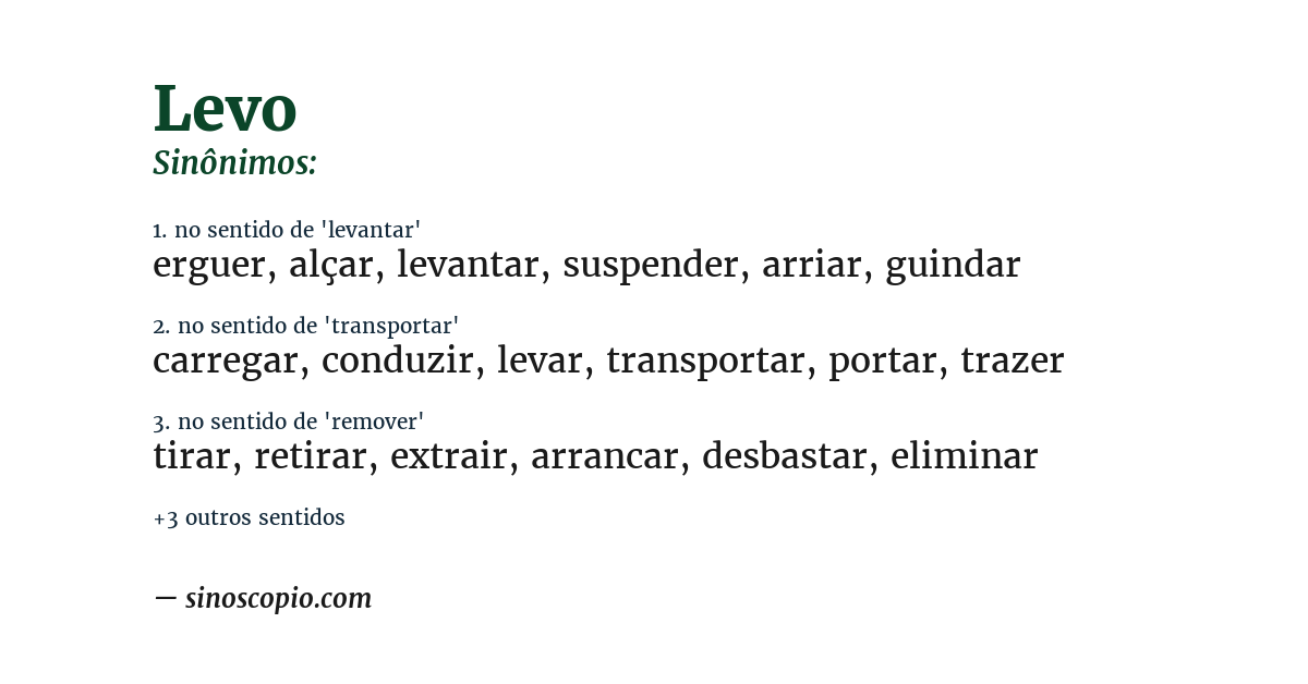 Sinônimo de levo