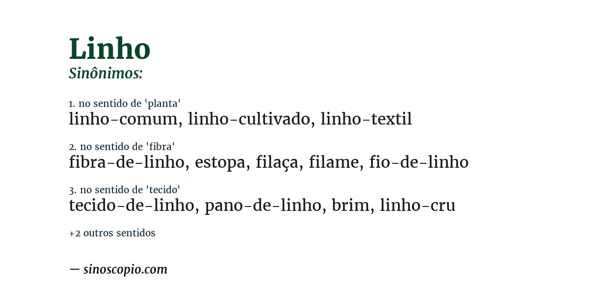 Sinônimo de linho