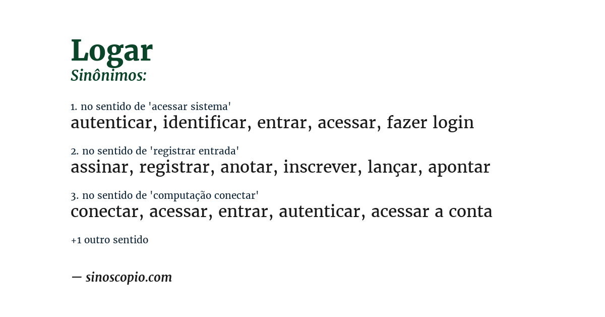 Sinônimo de logar
