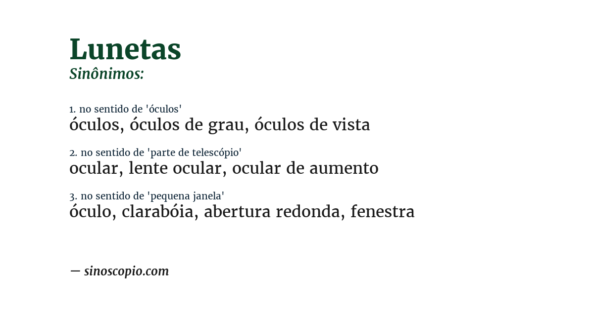 Sinônimo de lunetas