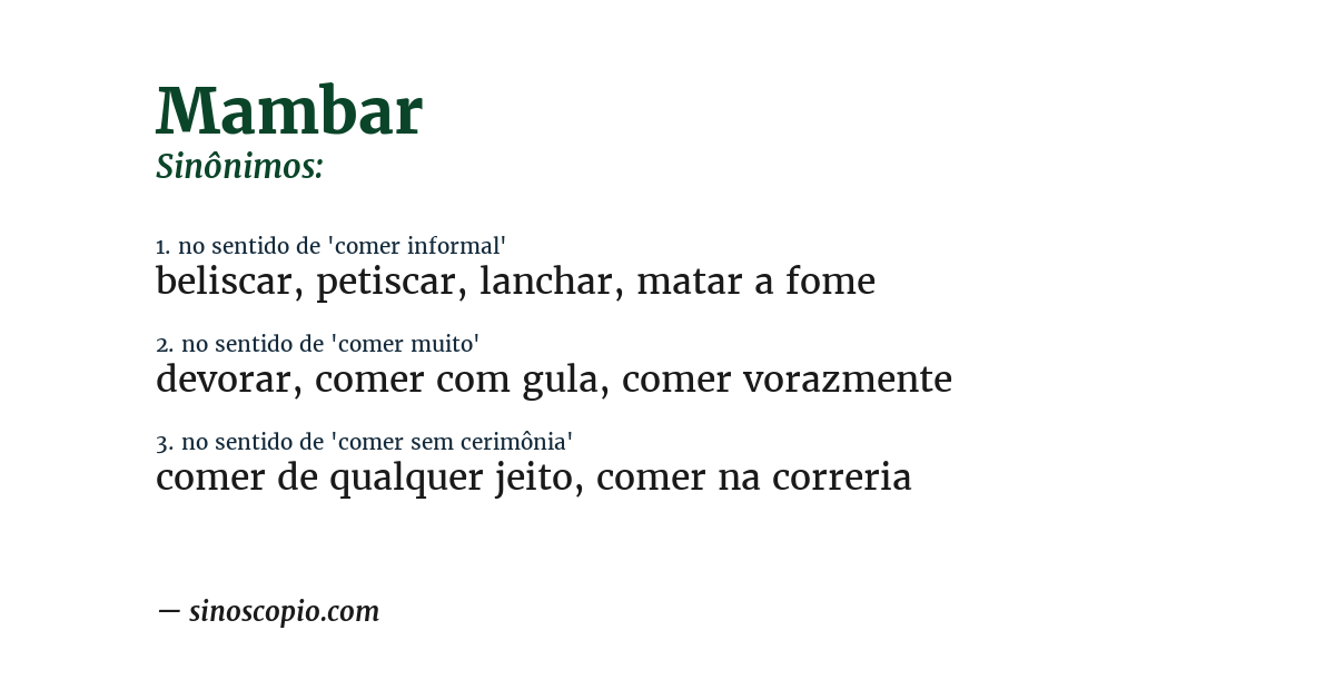 Sinônimo de mambar