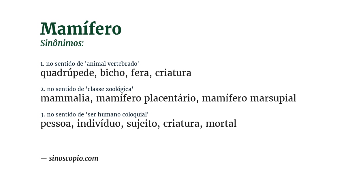 Sinônimo de mamífero