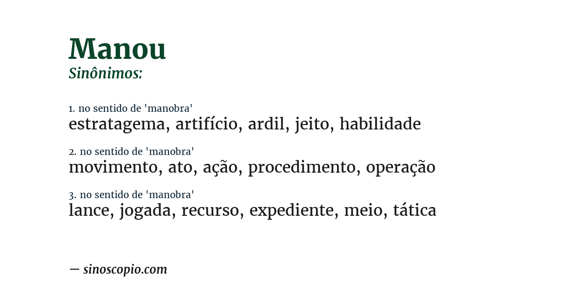 Sinônimo de manou