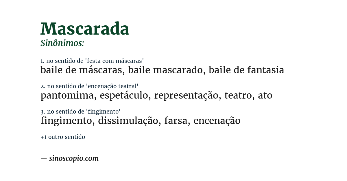 Sinônimo de mascarada