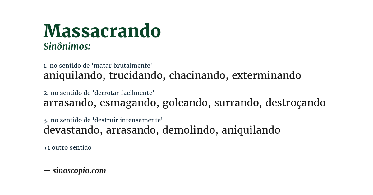 Sinônimo de massacrando
