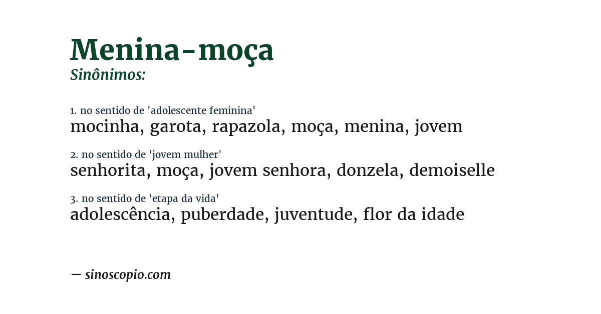Sinônimo de menina-moça