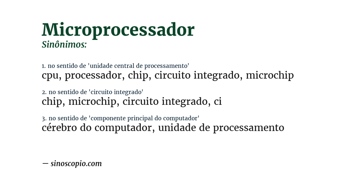 Sinônimo de microprocessador