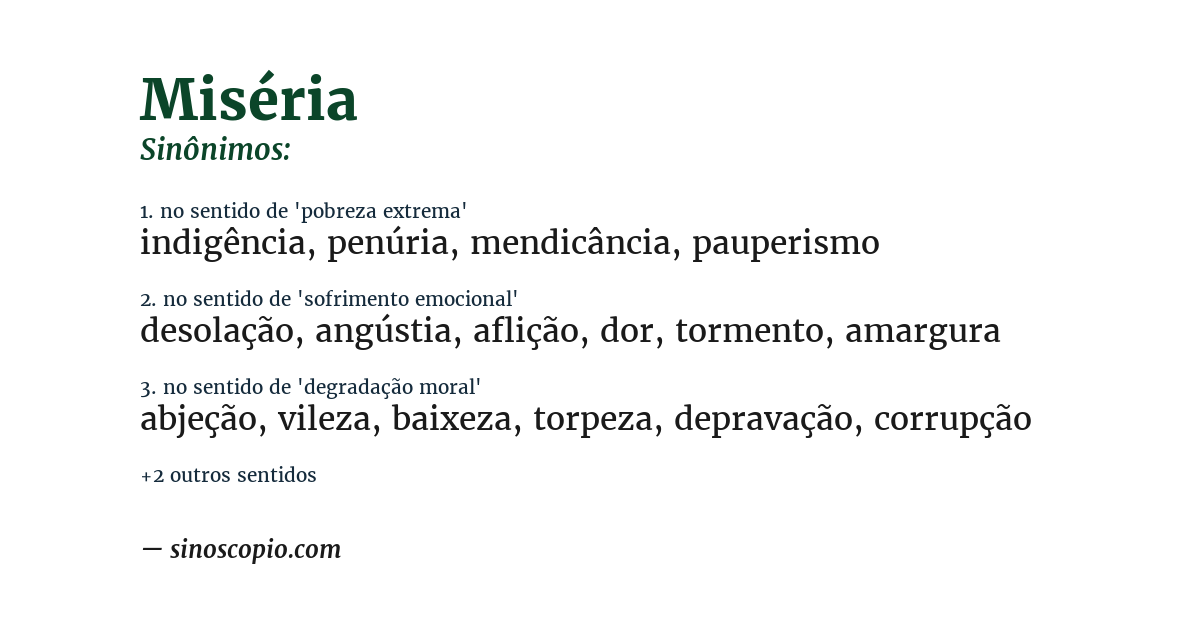 Sinônimo de miséria