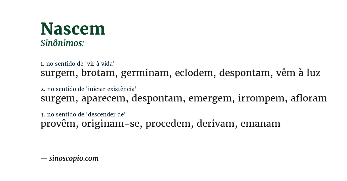 Sinônimo de nascem