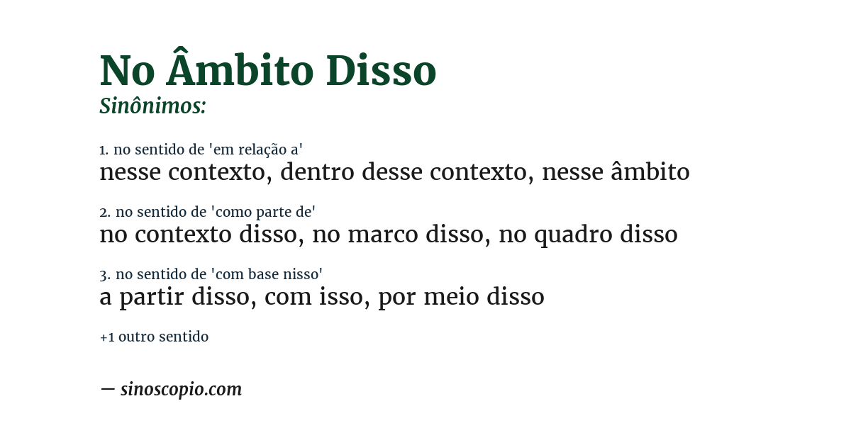 Sinônimo de no âmbito disso