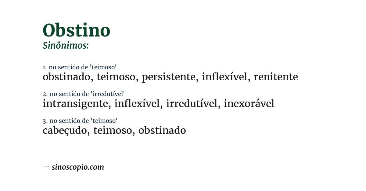 Sinônimo de obstino