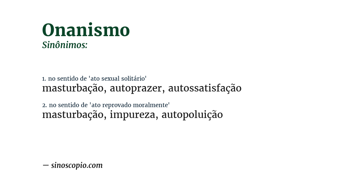 Sinônimo de onanismo