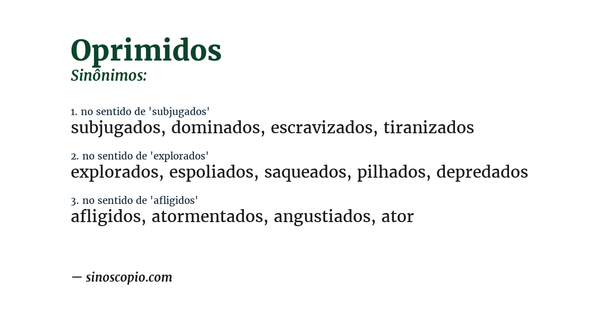 Sinônimo de oprimidos