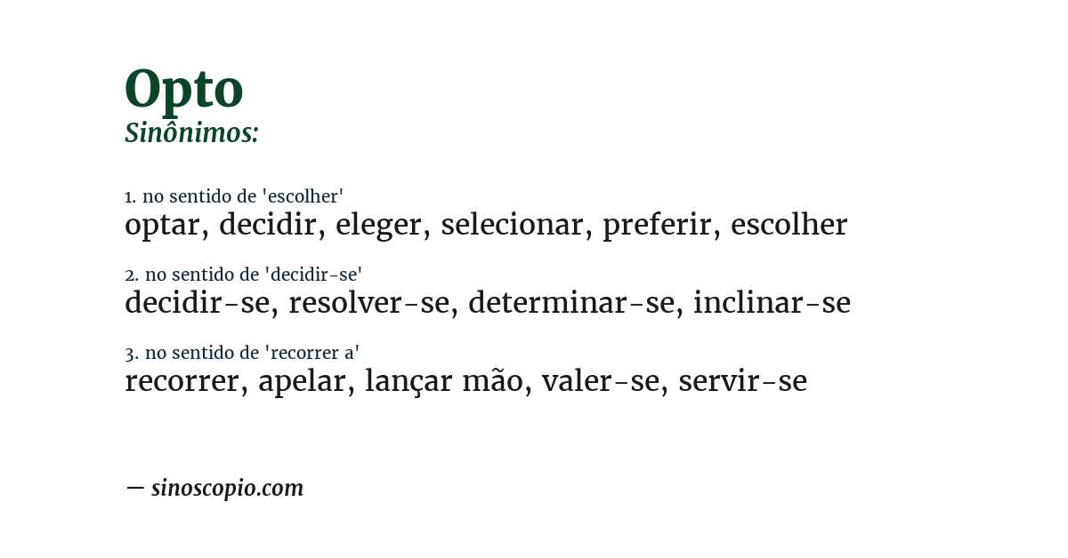 Sinônimo de opto