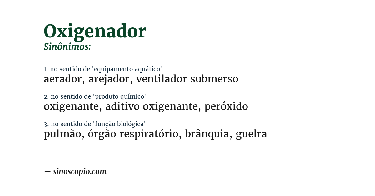 Sinônimo de oxigenador