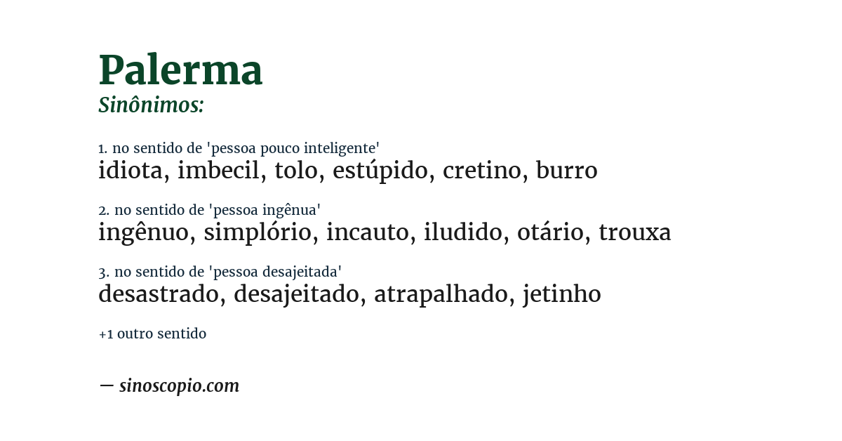 Sinônimo de palerma