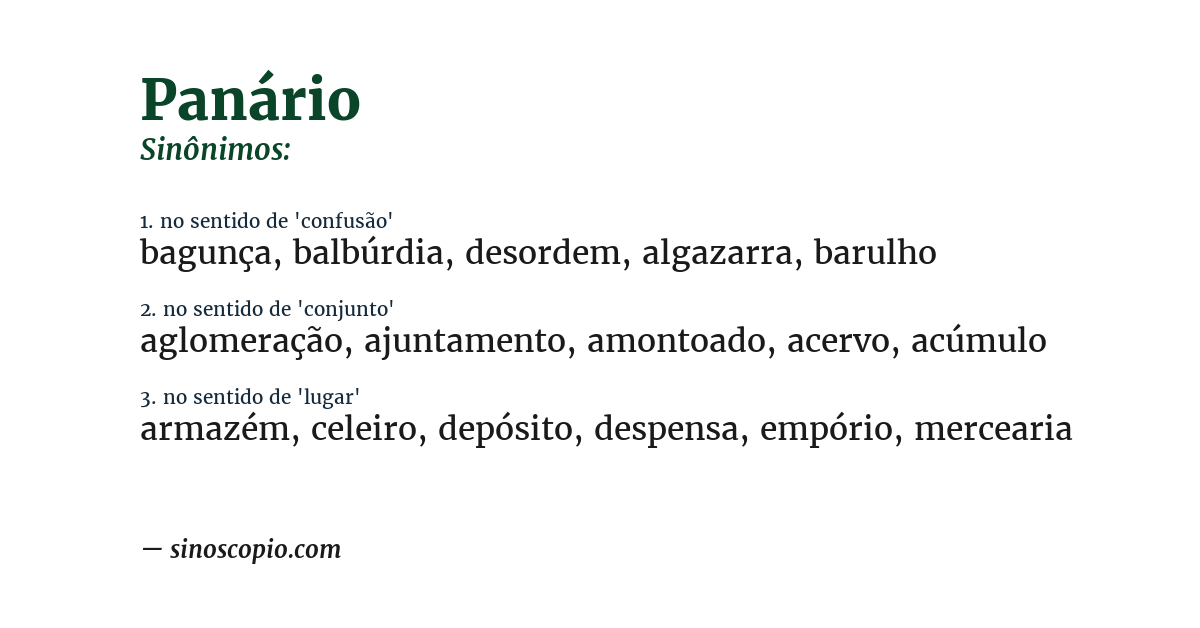 Sinônimo de panário