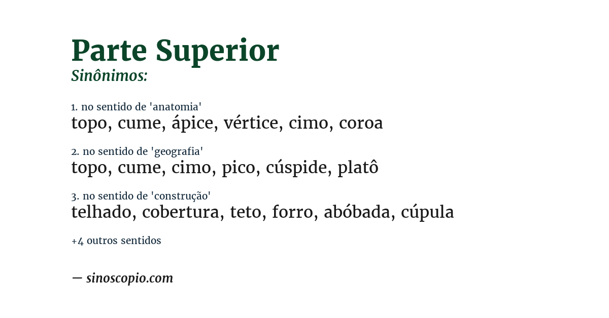 Sinônimo de parte superior